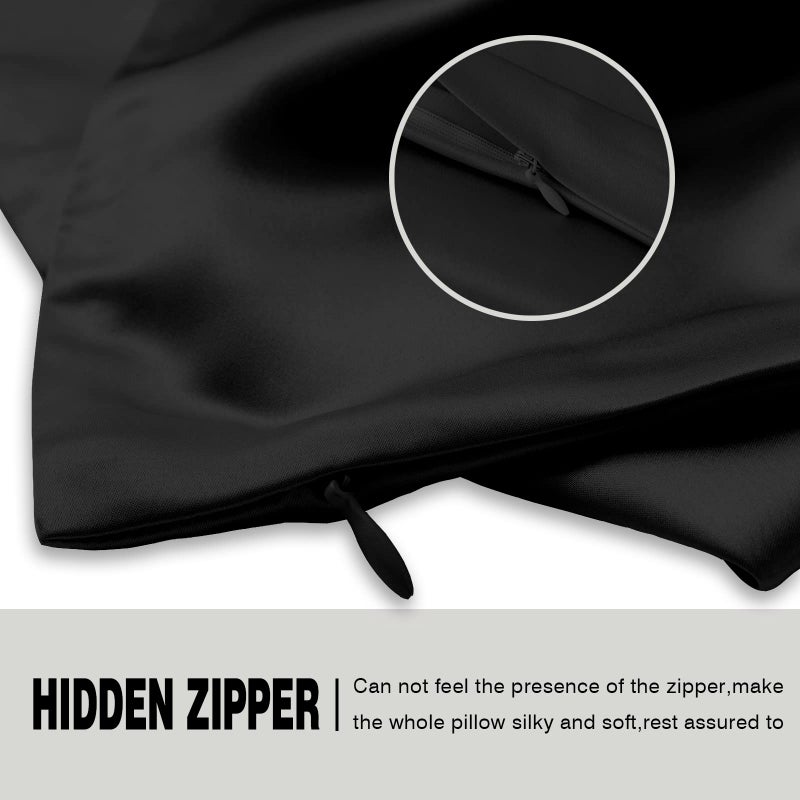 Suatien Mulberry Silk Pillowcase for Hair and Skin Standard Size 20"X 26" Pillow Case with Hidden Zipper Soft Breathable Smooth Cooling Silk Pillow Covers for Sleeping (Black,Standard,1Pcs) - Image 4