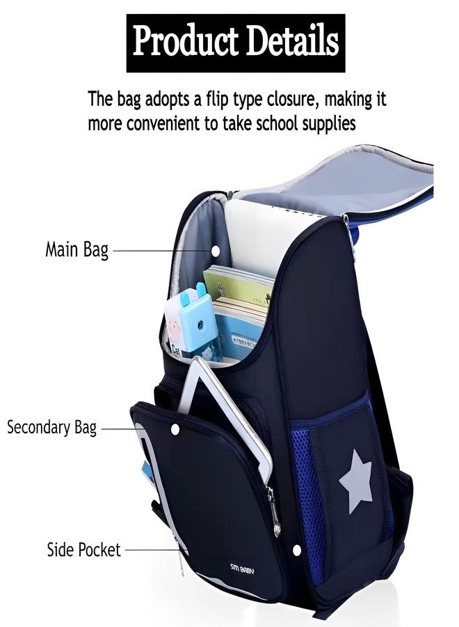 TLISMI Trendy Cute Cartoon Print Solid Colored School Bag Outdoor Flap Closure Multi-Compartment Large Capacity Bookbag Waterproof Lightweight Casual Backpack for Elementary Students, Boys, Girls - Image 2