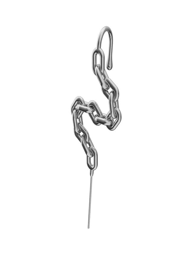 THE MEN THING INTERLINK CHAIN - Pure Titanium Steel Ear Crawler Hook Pin Cuff Earrings for Men & Boys - Image 1