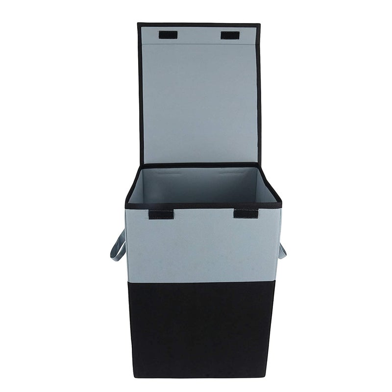 Home Store India Home Store India Folding Laundry Basket for Clothes with Lid Handle Toys Organiser 75 Litre BlackCardboard - Image 3