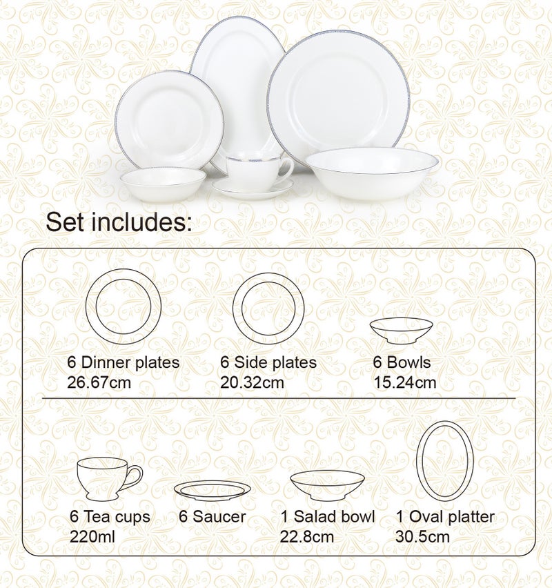 Shallow ARIA White 32-Pc Bone China Dinnerware Set|Plates, Bowls, Cups Modern Kitchen Dinner Set|Microwave & Dishwasher Safe for any occasion Ramdan, Eid, Perfect for 6 Persons - Image 5