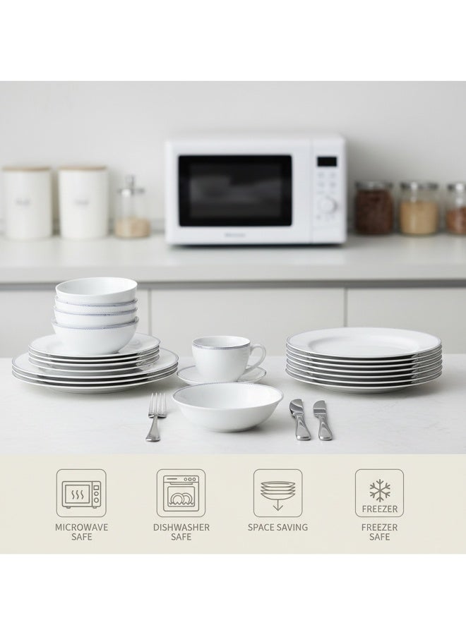 Shallow Cuisine Art VERA 12-Piece Stoneware Dinner Set - Modern Plates & Bowls Service for 4 - Durable Ceramic Tableware with Gift Box - Microwave & Dishwasher Safe - Elegant Dining Essentials - Image 4