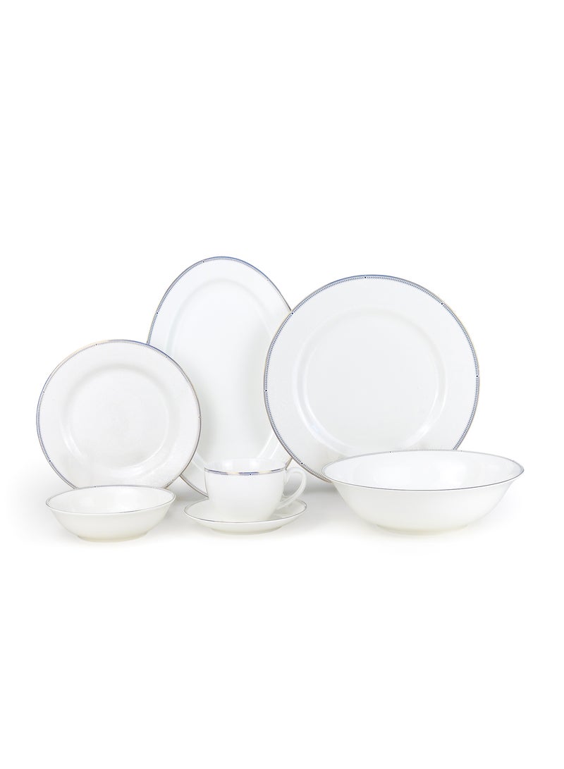 Shallow ARIA White 32-Pc Bone China Dinnerware Set|Plates, Bowls, Cups Modern Kitchen Dinner Set|Microwave & Dishwasher Safe for any occasion Ramdan, Eid, Perfect for 6 Persons - Image 1