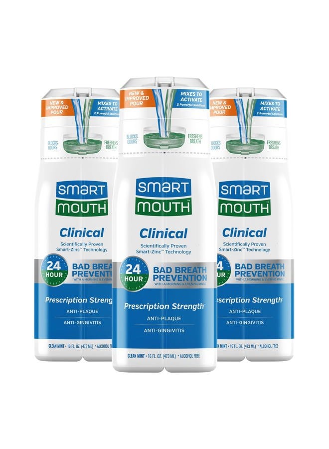 SmartMouth غسول فم سريري مفعل DDS - لنفس منعش - غسول فم بقوة سريرية لصحة اللثة، التهاب اللثة والمزيد - نكهة نعناع نظيف، 16 أونصة سائلة (3 عبوات) - Image 1