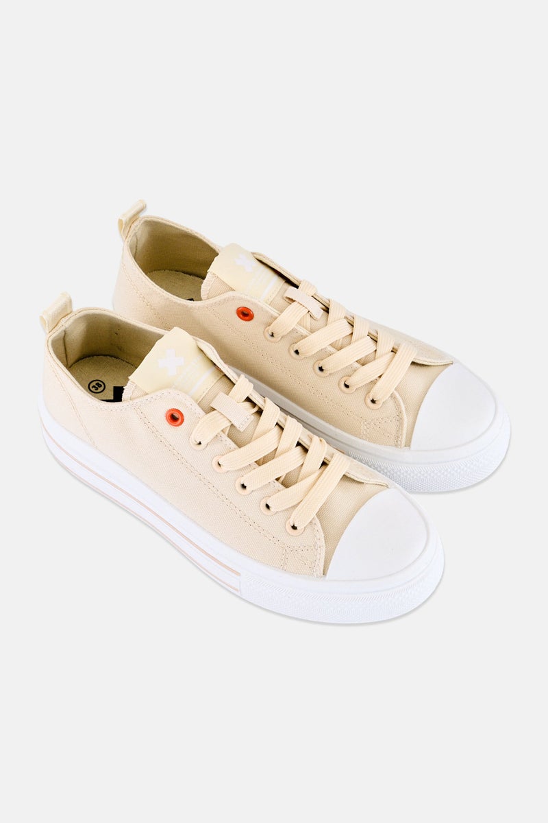 Xti Kids Boy Canvas Lace Up Casual Shoes, Beige - Image 4