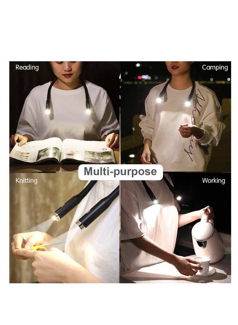 AROAQ Round Neck Reading Light,  3 Modes Hug Reading Lamp, USB Rechargeable Portable Book Lamp  for Reading, Knitting, Crafting Black  - Image 4