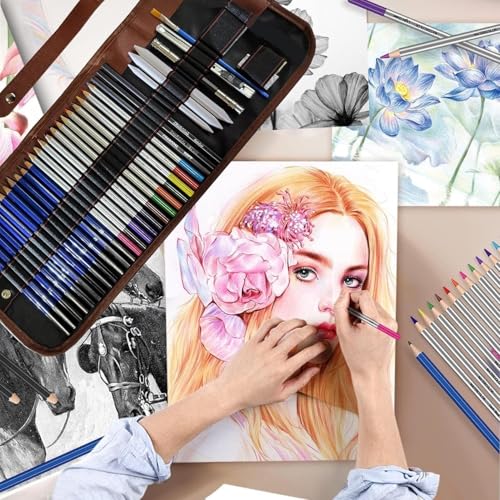 Corslet 31 Pcs Professional Drawing Pencil Set – 29 Pc Art Supplies Kit with Graphite, Charcoal, Sketch Pencils, Erasers, & Engraving Craft Pen Knife with Mechanical Eraser Blending Tools for Artists - Image 2