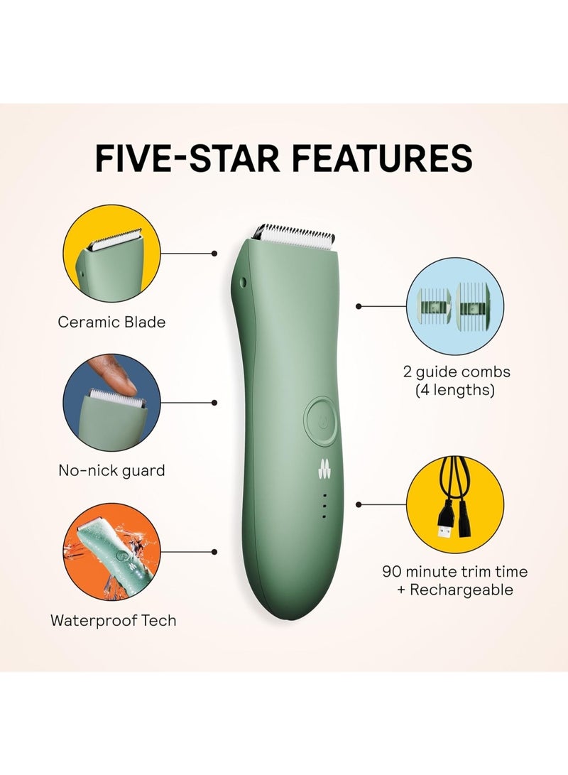 Meridian Sage Original Men's Intimate Razor, Bodygroom Men's Body Hair Trimmer, Body Trimmer Men, Pubic Hair Razor Men, Electric Trimmer, Wet Dry Groomer Green Care Set Men - Image 4
