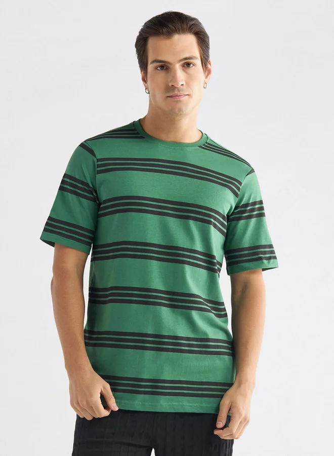 Splash FAV Striped T-shirt with Crew Neck and Short Sleeves