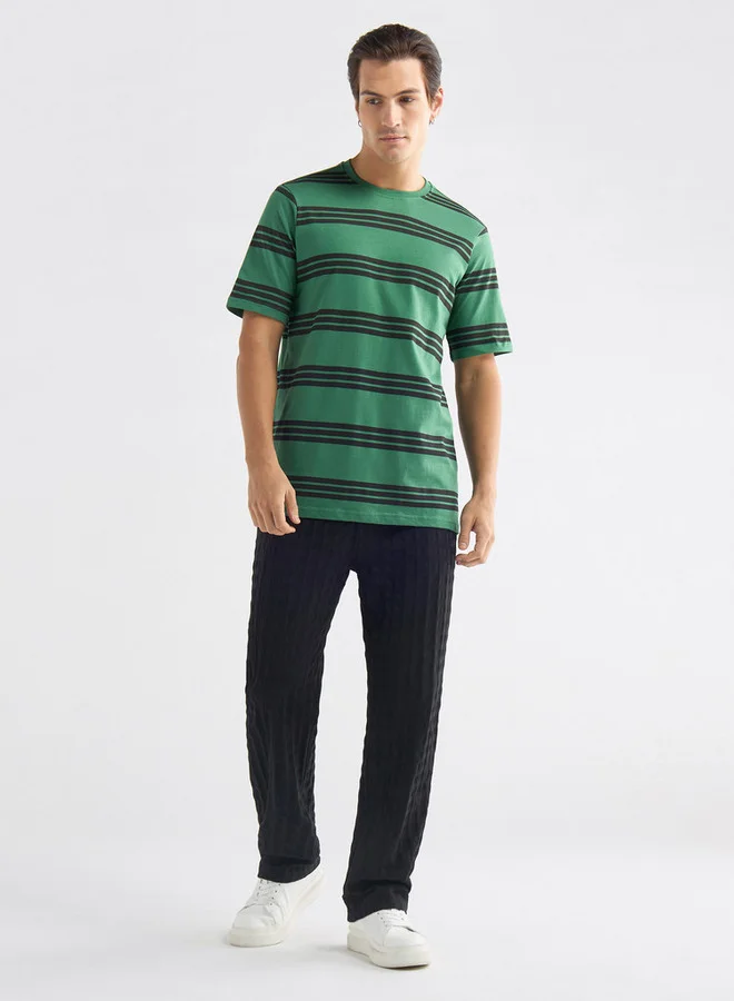 Splash FAV Striped T-shirt with Crew Neck and Short Sleeves