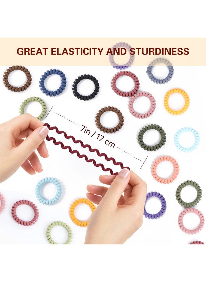 winthrop 15 Pcs Spiral Hair Ties No Crease Coil Hair Ties For Women Large Size Matte Color Phone Cord Hair Accessories For Curly Hair Thick Hair (2.2 Inches) - Image 5