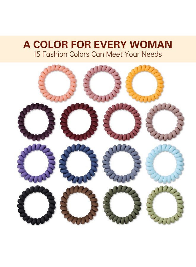 winthrop 15 Pcs Spiral Hair Ties No Crease Coil Hair Ties For Women Large Size Matte Color Phone Cord Hair Accessories For Curly Hair Thick Hair (2.2 Inches) - Image 2