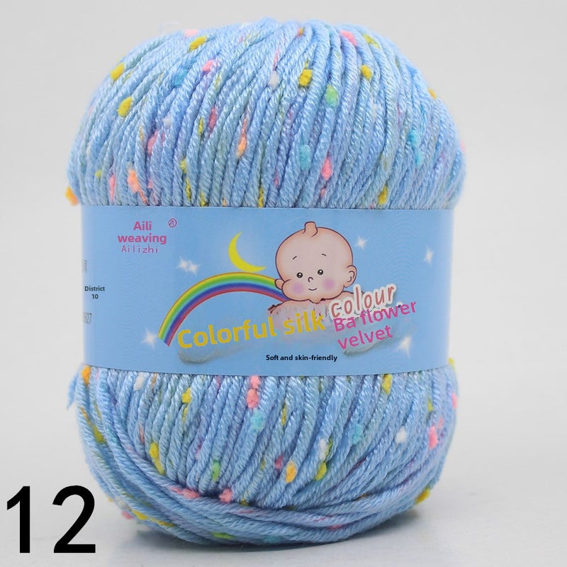 Multicolor Chunky Hand-Knit Yarn for DIY Sweaters 12 sky blue color dot B 