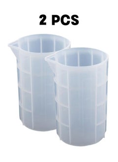 Silicone Measuring Cups for Mixing 750 ML 2 Pices Resin Mixing Cups, Non-Stick Tools, Clear Plastic Mixing Cups For Resin, Epoxy, Stains, Pour Art, Paint