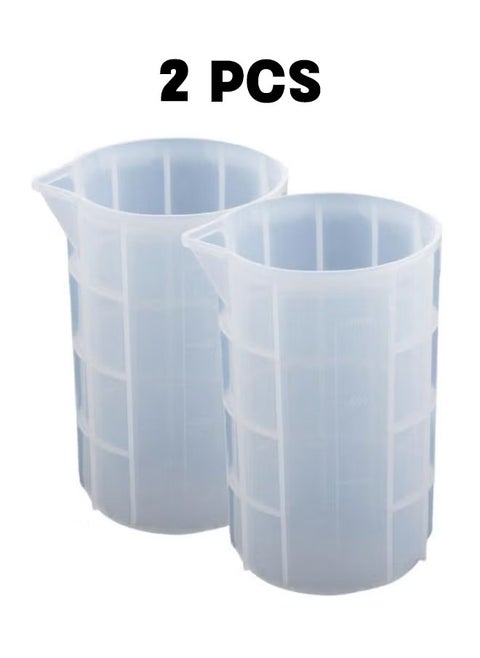 Silicone Measuring Cups for Mixing 750 ML 2 Pices Resin Mixing Cups, Non-Stick Tools, Clear Plastic Mixing Cups For Resin, Epoxy, Stains, Pour Art, Paint