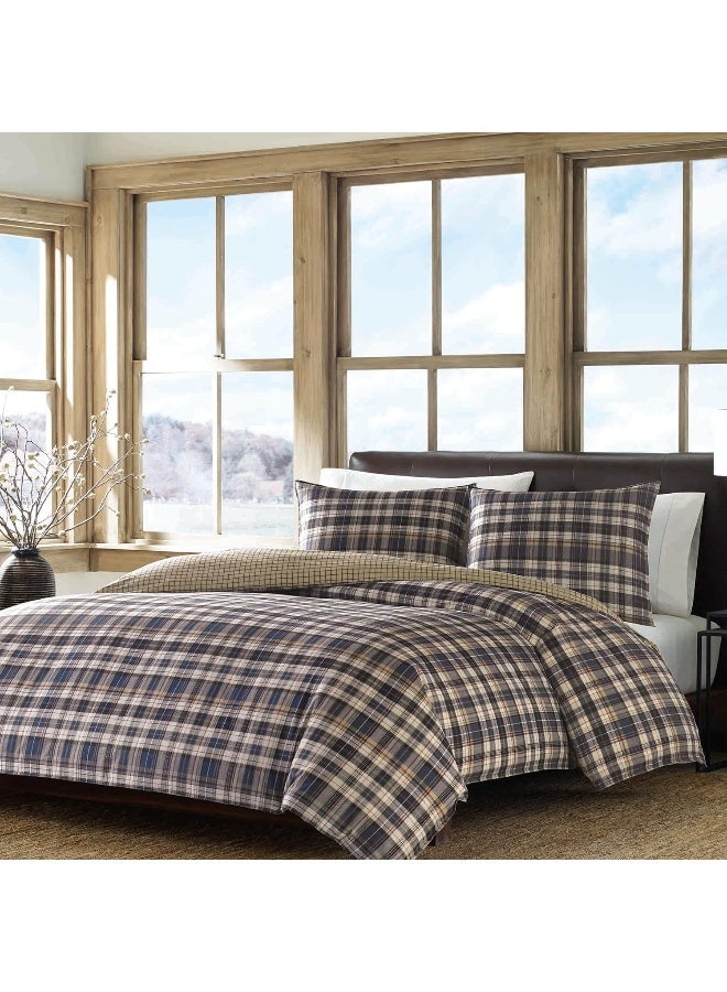 Eddie Bauer  Twin Duvet Cover Set Reversible Bedding with Matching Sham Plaid Home Decor for All Seasons Port Gamble Blue Twin - Image 2