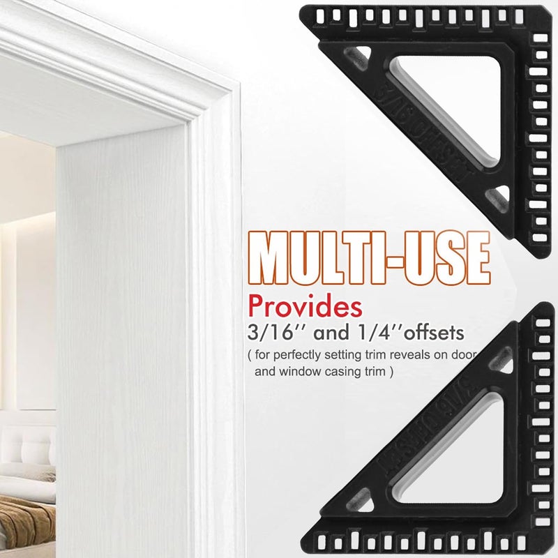 2 قطعة أداة كشف إطار الباب والنافذة مقياس دقيق لوضع علامات على القوالب خفيفة الوزن من البلاستيك الأسود أداة النجارة سهلة الاستخدام - Image 5