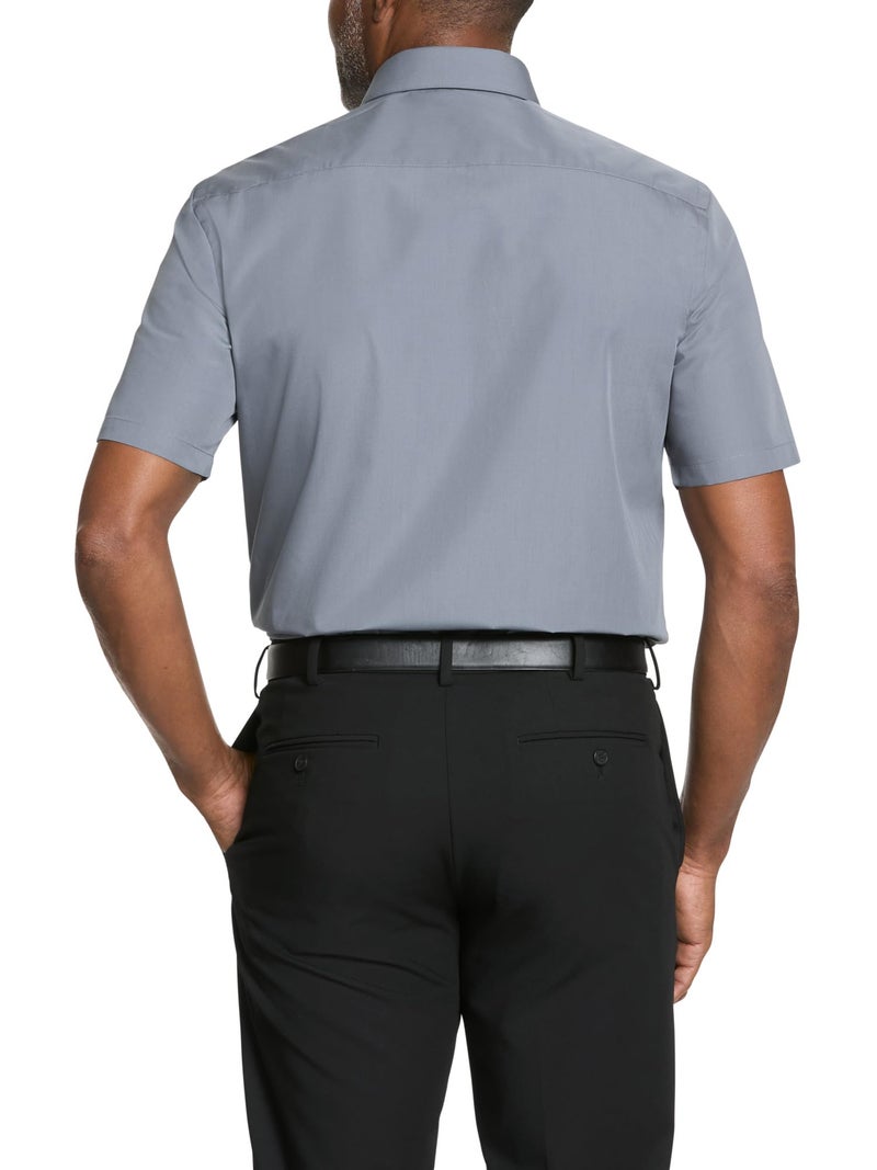 Van Heusen Men's Short Sleeve Dress Shirt Regular Fit Poplin Solid, Grey, 17.5" Neck - Image 2