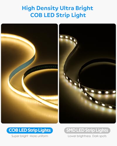 Aclorol COB LED Strip Lights Warm White 3000K 13.12ft/4M 5V Dimmable USB LED TV Backlight with Dimmer Flexible and Cuttable Lights for Kitchen Under Cabinet Cupboard Bedroom Wardrobe 320LEDs/M CRI85+ - Image 5