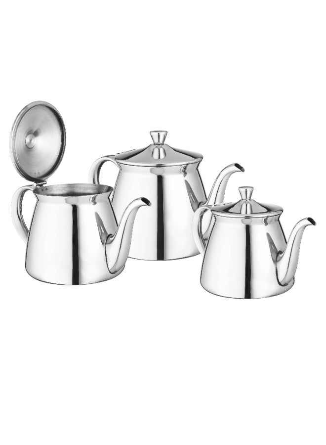 المرحومي طقم أباريق شاي ستانلس ستيل فاخر – 3 مقاسات (0.7L - 0.9L - 1.2L) - Image 2