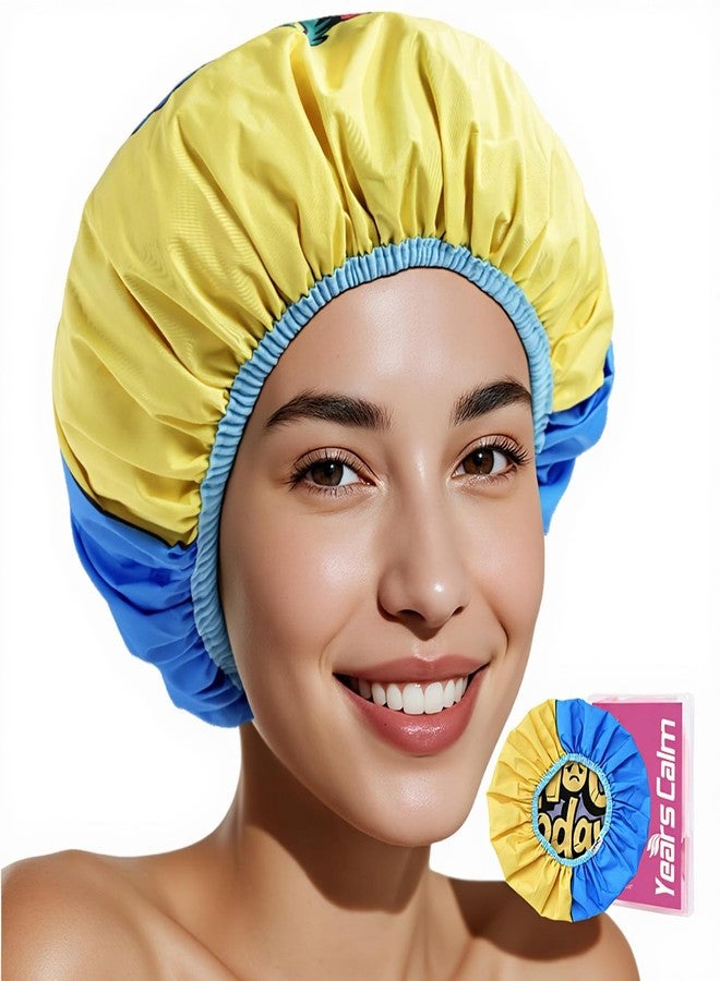 Years Calm Waterproof Shower Cap for Women - Protect Blowouts & Long Thick Hair, Double-Sided Design with Soft Secure Fit, Reusable Bath Cap - Image 1