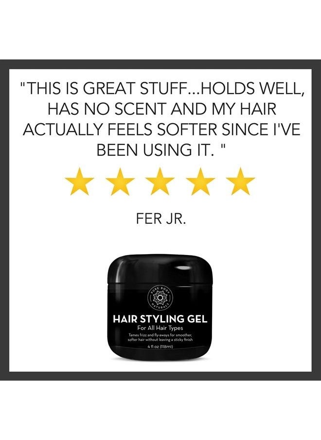 PURE BODY NATURALS Hair Gel for Men, Natural Ingredients and Chemical Free with Hydrating Aloe For Firm, Healthy Hair, 4 Fl Oz  - Image 4