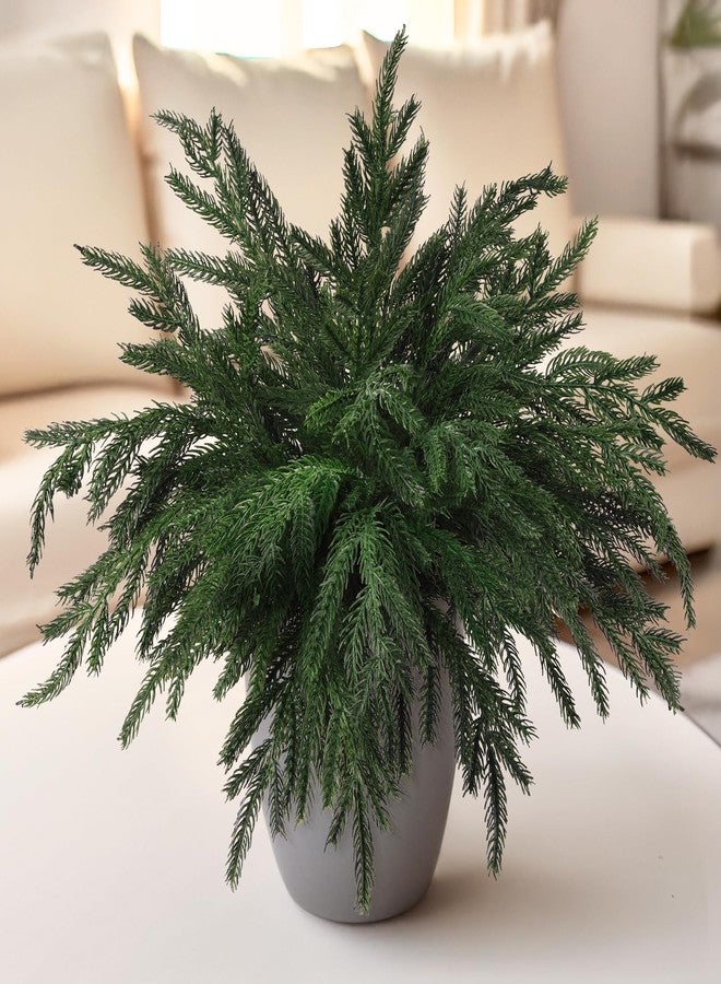 ZFProcess 10PCS Christmas Norfolk Pine Stems, Real Touch 15 Inch Artificial Norfolk Pine Branches, Fake Greenery Pine Picks for Vase DIY Holiday Winter Table Indoor Decor(Green) - Image 2