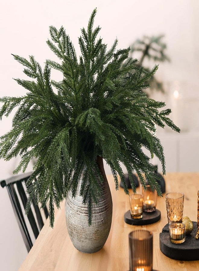 ZFProcess 10PCS Christmas Norfolk Pine Stems, Real Touch 15 Inch Artificial Norfolk Pine Branches, Fake Greenery Pine Picks for Vase DIY Holiday Winter Table Indoor Decor(Green) - Image 4