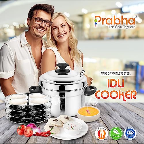 Prabha Stainless-Steel Idli Cooker, Advanced Idli Cooking Vacuum Technology, Idli Cooking Pot, Stainless Steel Lid, 4 Plates 16 Idli, Bakelite Handle - Image 2