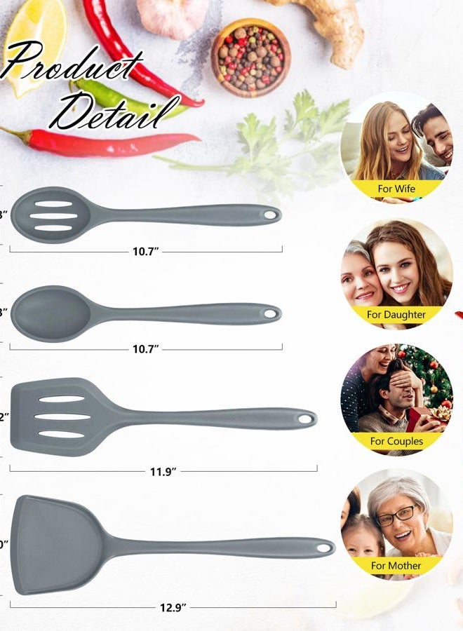 SouxMux 4 Silicone Kitchen Utensils, Spatula for Wok, Soup Spoons, Soup Spoons, Kitchen Utensils, BPA Free, Heat Resistant, for Frying, Mixing, Serving, Stirring - Image 3