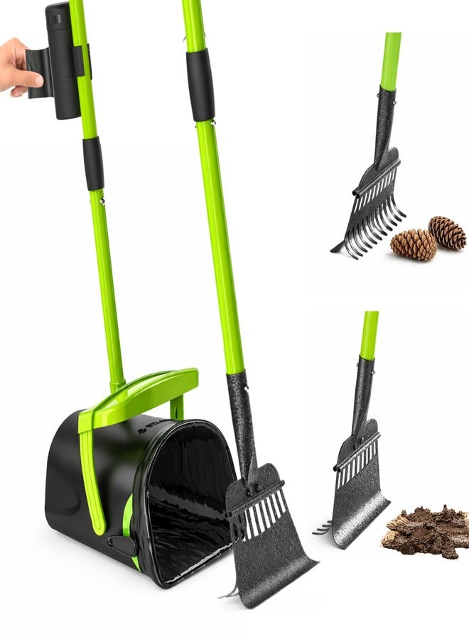 Pupzle Dry & Wet Dog Pooper Scooper with Bag Attachment, 40" Long Handle Pooper Scooper for Large Dogs, Dog Poop Scoop for Yard, Large Capacity Swivel Bin and Rake, 75 Bags, Patent Pending - Image 1