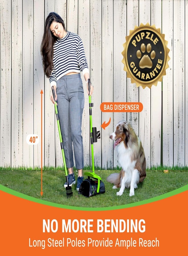 Pupzle Dry & Wet Dog Pooper Scooper with Bag Attachment, 40" Long Handle Pooper Scooper for Large Dogs, Dog Poop Scoop for Yard, Large Capacity Swivel Bin and Rake, 75 Bags, Patent Pending - Image 2