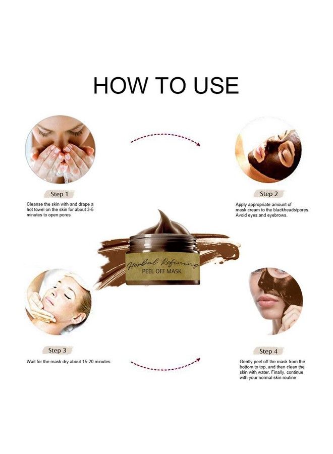 Grospe Peel Off Face Masks Peeloff Blackhead Mask Blackhead Remover Mask Herbal Mask Cream Deep Cleaning Facial Mask Pore Shrinking Acne And Oil Control For Face & Nose（120G） - Image 5
