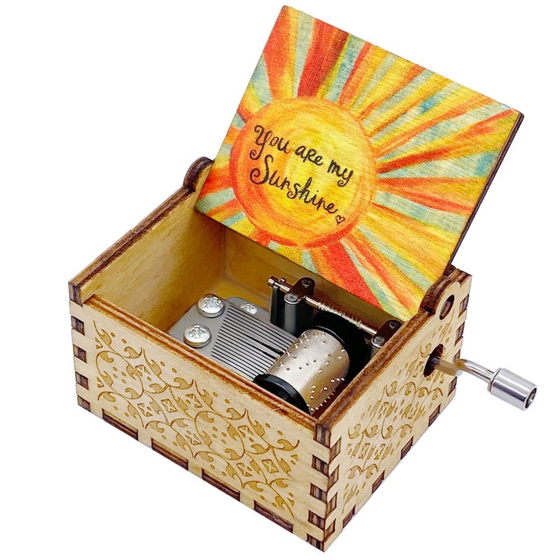 Auduye Music Box You are My Sunshine Unique Gifts for MomDaughterWife Wooden Hand Crank Vintage Colorful Musical Boxes for BirthdayAnniversaryChristmasValentines DayMothers Day