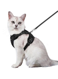 Rabbitgoo Cat Harness and Leash for Walking, Escape Proof Soft Adjustable Vest Harnesses for Cats, Easy Control Breathable Reflective Strips Jacket, Black, M  - Image 1