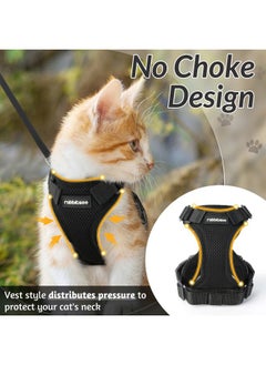Rabbitgoo Cat Harness and Leash for Walking, Escape Proof Soft Adjustable Vest Harnesses for Cats, Easy Control Breathable Reflective Strips Jacket, Black, M  - Image 3