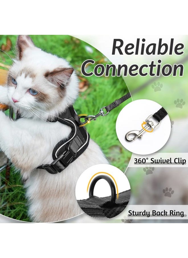 Rabbitgoo - Cat Harness and Leash for Walking, Escape Proof Soft Adjustable Vest Harnesses for Cats, Easy Control Breathable Reflective Strips Jacket, Black, M - Image 1