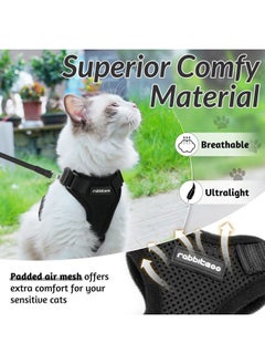 Rabbitgoo Cat Harness and Leash for Walking, Escape Proof Soft Adjustable Vest Harnesses for Cats, Easy Control Breathable Reflective Strips Jacket, Black, M  - Image 4