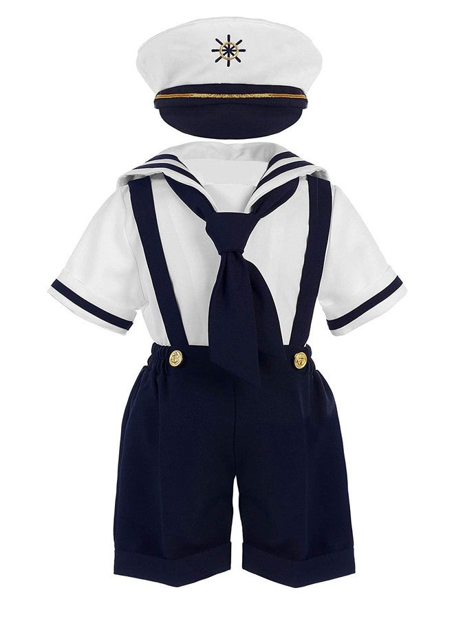 iGirlDress Baby Toddler Boys Nautical Sailor Outfit Short Suit 4 Piece Set 2T Navy - Image 1