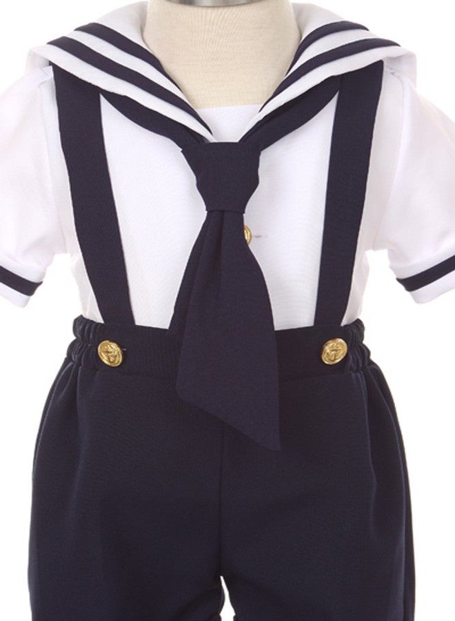 iGirlDress Baby Toddler Boys Nautical Sailor Outfit Short Suit 4 Piece Set 2T Navy - Image 3