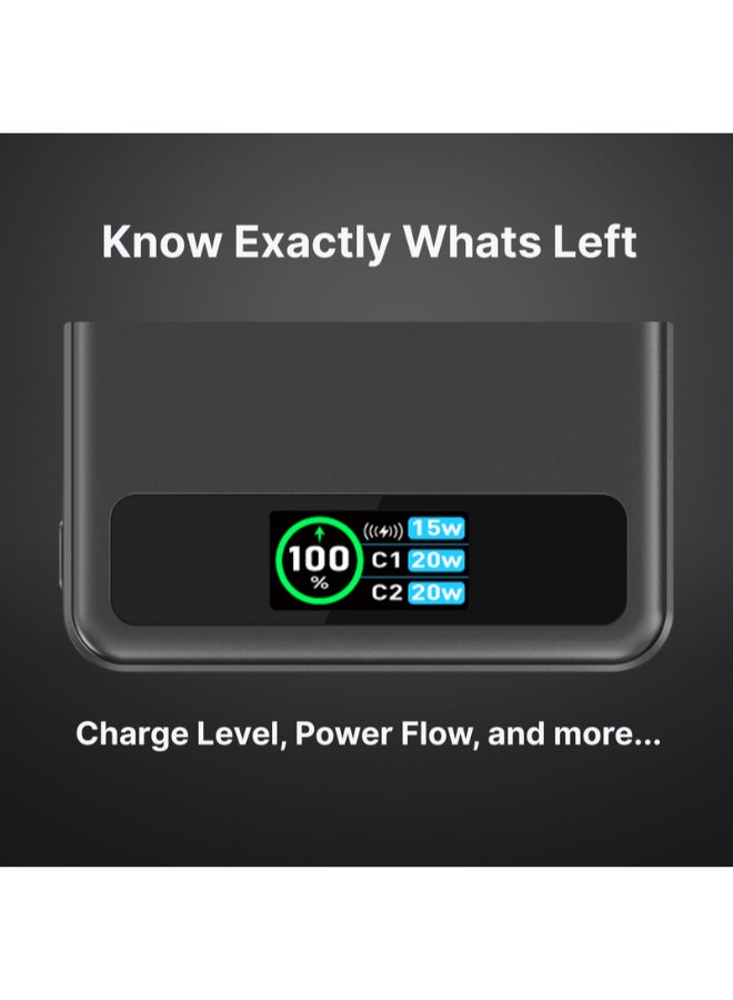 BMX SolidSafe™ 10K Magnetic Power Bank | Solid State Technology, Safe and Efficient, TSA Flight Approved, 15W/30W Wireless/Wired, Dual USB-C Fast Charging, Info Display - Black - Image 4