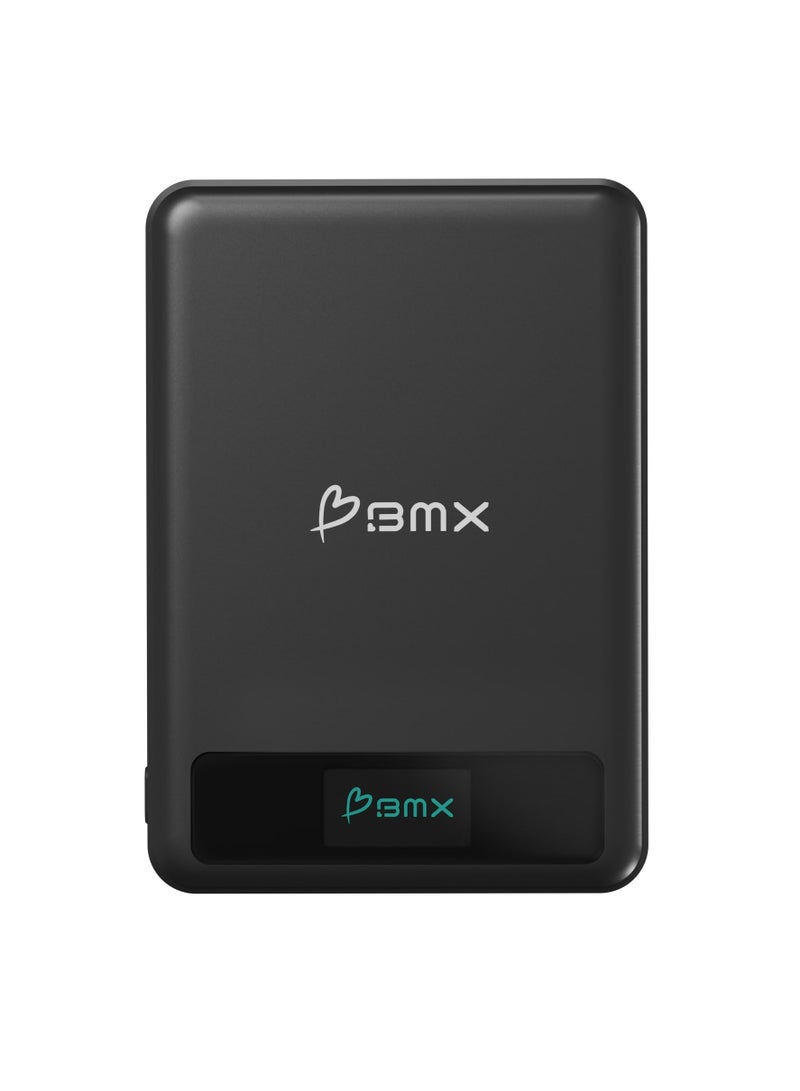 BMX SolidSafe™ 10K Magnetic Power Bank | Solid State Technology, Safe and Efficient, TSA Flight Approved, 15W/30W Wireless/Wired, Dual USB-C Fast Charging, Info Display - Black - Image 1