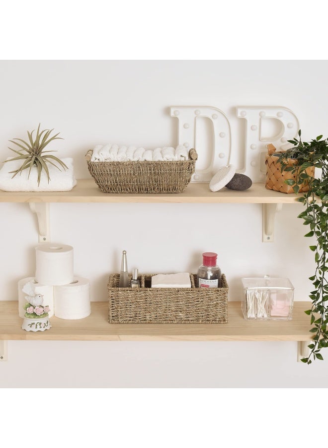 StorageWorks 3-Section Wicker Baskets for Shelves  Hand-Woven Seagrass Storage Baskets  14.4  x 6.1  x 4.3   2-Pack - Image 2