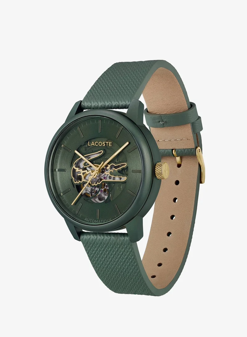 Lacoste  12.12 Collection Automatic Watch For Men With Green Leather Strap - 2011384 for Men | Best Price UAE
