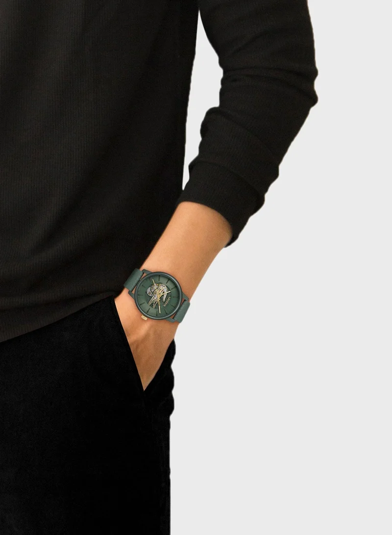 Lacoste  12.12 Collection Automatic Watch For Men With Green Leather Strap - 2011384 for Men | Best Price UAE