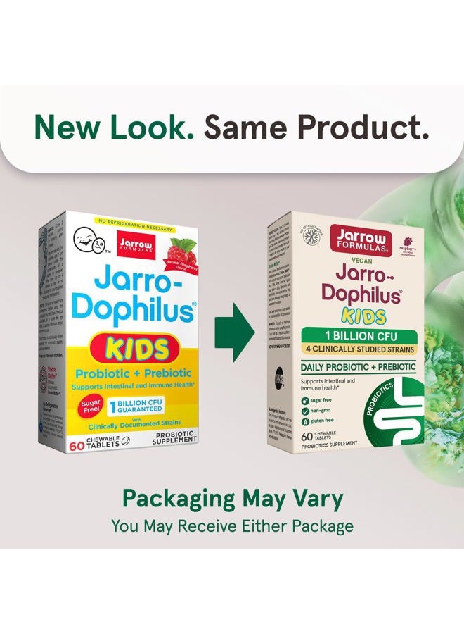 jarrow formulas Jarro-Dophilus Kids Probiotics & Prebiotic, Natural Raspberry Flavor 60 Chewable Tablets - Supports Intestinal & Immune Health - 1 Billion CFU - Sugar Free (PACKAGING MAY VARY) - Image 2
