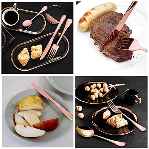 Kolorful Combo Set of 20 Premium Rose Gold Cutlery Stainless Steel Luxury Dinnerware Tableware Round Edge Serving Spoon Fork Knife Reusable Mirror Finish for Home Kitchen Dining Table and Gift - Image 5