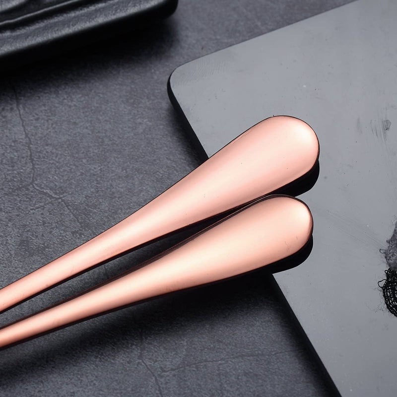 Kolorful Combo Set of 20 Premium Rose Gold Cutlery Stainless Steel Luxury Dinnerware Tableware Round Edge Serving Spoon Fork Knife Reusable Mirror Finish for Home Kitchen Dining Table and Gift - Image 4