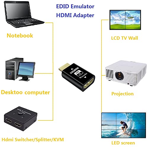 Woieyeks 4K HDMI edid Emulator passthrough -Default Resolution 1920x1080@60Hz Highest 3840x2160@60Hz - for Mac Thunderbolt to HDMI Switches/Extender/AV Receiver/Video Splitters - Image 4