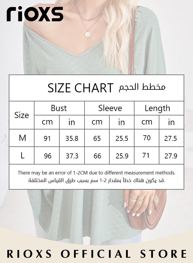 RIOXS Women's V Neck Tops, Classic Comfortable Long Sleeve Tunic Blouses with Unique Dsign, Elegant Comfortable Loose Fit Blouses, Suitable for a Casual Everyday Look, Formal, and Other Occasions  - Image 3